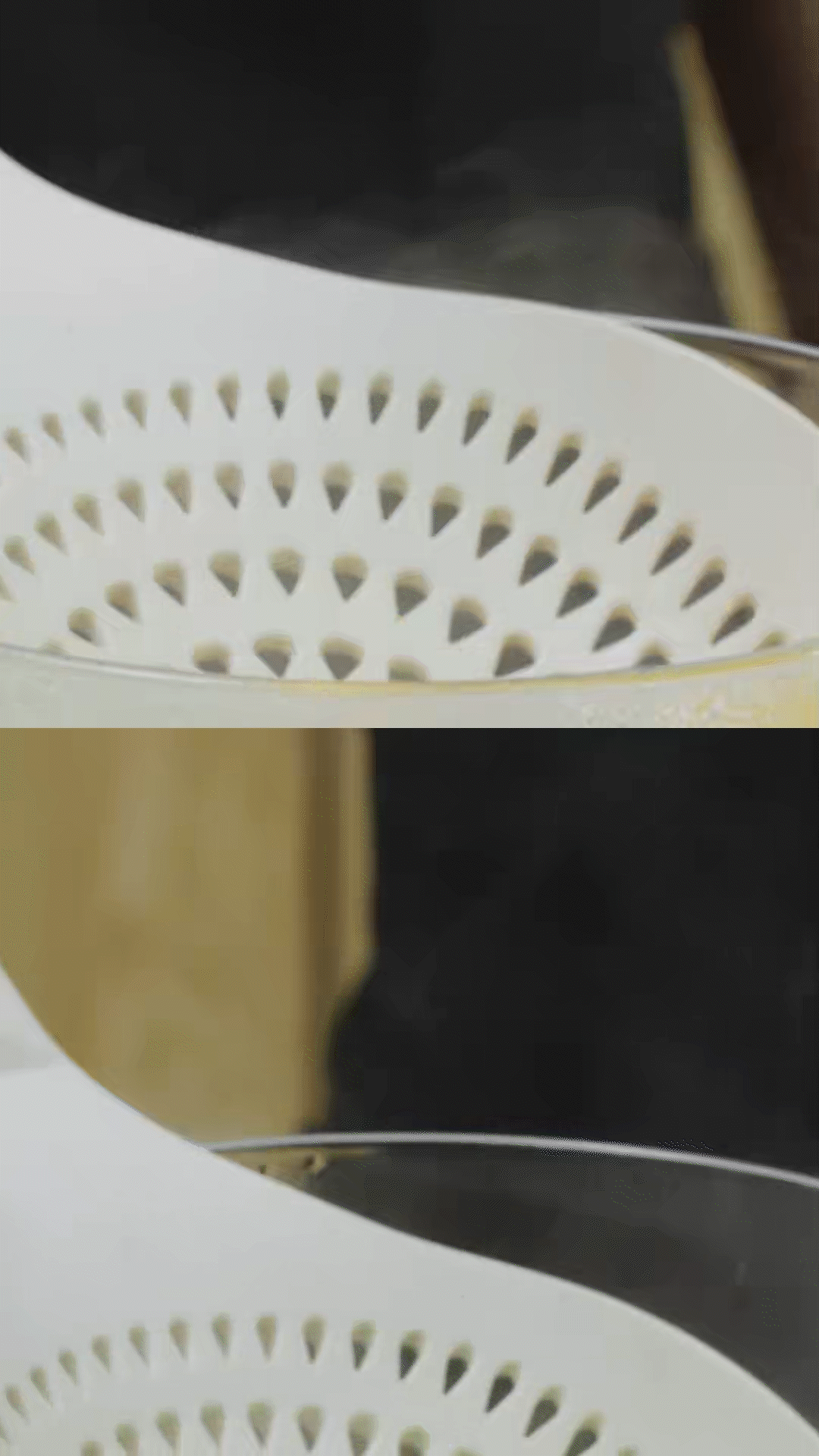 玉米筍對(duì)半切開、口蘑切片、豌豆去殼
